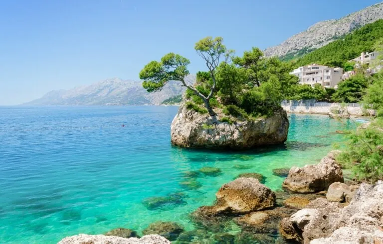 Kamen Brela at sunset