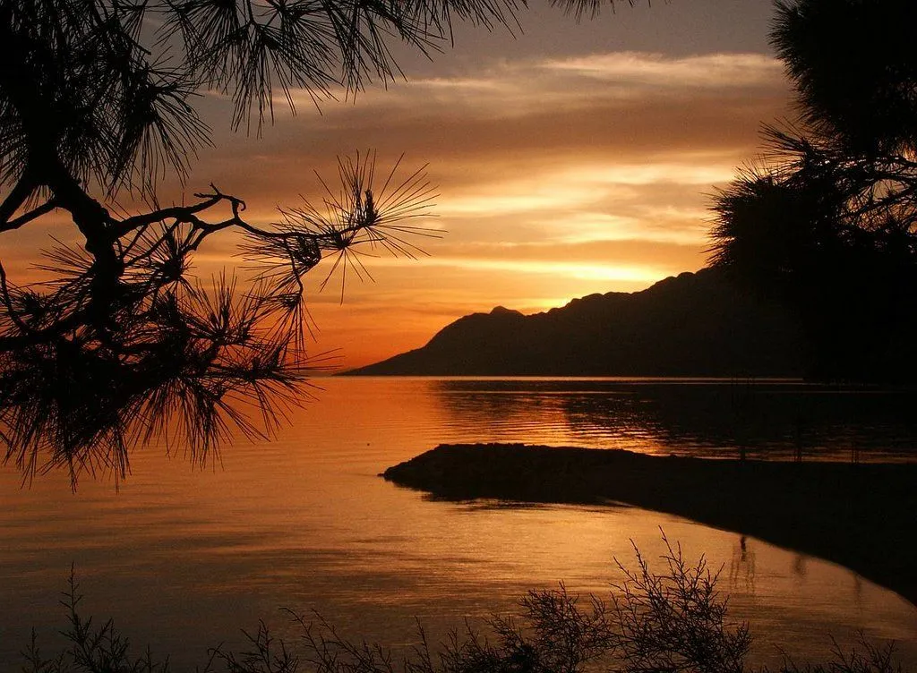 Sunset from the boat near Brela