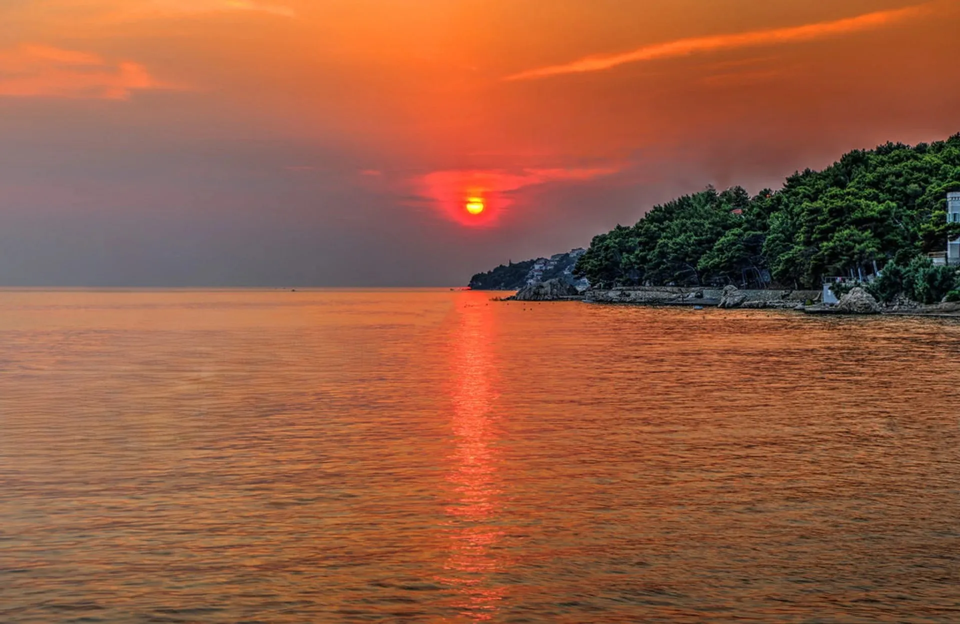 Sunset over the Brela coast